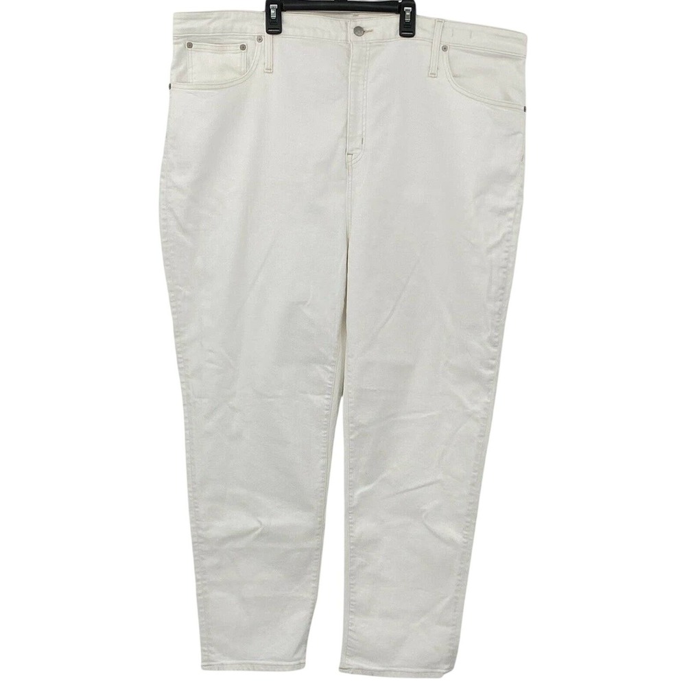 Madewell Jeans Womens 37 Tall White Stretch Classic Straight Summer Coastal